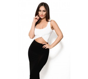 'Cadena' black and white two piece dress